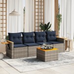 vidaXL Set canapea de grădină cu perne, 5 piese, gri, poliratan vidaXL Set canapea de grădină cu perne, 5 piese, gri, poliratan