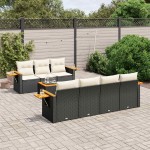 vidaXL Set mobilier de grădină cu perne, 8 piese, negru, poliratan vidaXL Set mobilier de grădină cu perne, 8 piese, negru, poliratan