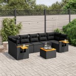 vidaXL Set mobilier de grădină cu perne, 8 piese, negru, poliratan vidaXL Set mobilier de grădină cu perne, 8 piese, negru, poliratan