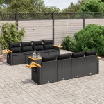 vidaXL Set mobilier de grădină cu perne, 9 piese, negru, poliratan vidaXL Set mobilier de grădină cu perne, 9 piese, negru, poliratan