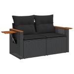 vidaXL Set mobilier de grădină cu perne, 9 piese, negru, poliratan vidaXL Set mobilier de grădină cu perne, 9 piese, negru, poliratan