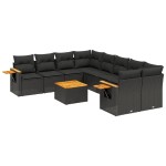 vidaXL Set mobilier de grădină cu perne, 9 piese, negru, poliratan vidaXL Set mobilier de grădină cu perne, 9 piese, negru, poliratan