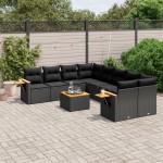 vidaXL Set mobilier de grădină cu perne, 9 piese, negru, poliratan vidaXL Set mobilier de grădină cu perne, 9 piese, negru, poliratan