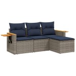 vidaXL Set canapea de grădină cu perne, 4 piese, gri, poliratan vidaXL Set canapea de grădină cu perne, 4 piese, gri, poliratan
