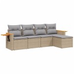 vidaXL Set canapele de grădină cu perne, 5 piese, bej, poliratan