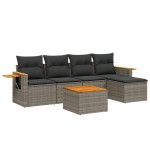 vidaXL Set mobilier grădină cu perne, 6 piese, gri, poliratan