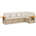 vidaXL Set canapele de grădină cu perne, 5 piese, bej, poliratan
