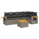 vidaXL Set mobilier grădină cu perne, 6 piese, gri, poliratan