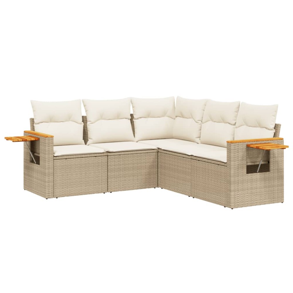 vidaXL Set canapele de grădină cu perne, 5 piese, bej, poliratan