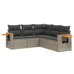 vidaXL Set canapea de grădină cu perne, 5 piese, gri, poliratan vidaXL Set canapea de grădină cu perne, 5 piese, gri, poliratan
