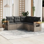 vidaXL Set canapea de grădină cu perne, 5 piese, gri, poliratan vidaXL Set canapea de grădină cu perne, 5 piese, gri, poliratan