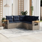 vidaXL Set canapea de grădină cu perne, 5 piese, gri, poliratan vidaXL Set canapea de grădină cu perne, 5 piese, gri, poliratan
