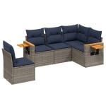 vidaXL Set canapea de grădină cu perne, 5 piese, gri, poliratan vidaXL Set canapea de grădină cu perne, 5 piese, gri, poliratan