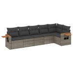 vidaXL Set mobilier grădină cu perne, 6 piese, gri, poliratan
