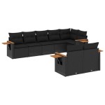 vidaXL Set mobilier de grădină cu perne, 8 piese, negru, poliratan