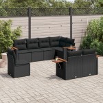 vidaXL Set mobilier de grădină cu perne, 8 piese, negru, poliratan vidaXL Set mobilier de grădină cu perne, 8 piese, negru, poliratan