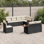 vidaXL Set mobilier de grădină cu perne, 8 piese, negru, poliratan vidaXL Set mobilier de grădină cu perne, 8 piese, negru, poliratan