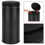 vidaXL Coș de gunoi automat cu senzor, 80 L, negru, oțel carbon vidaXL Coș de gunoi automat cu senzor, 80 L, negru, oțel carbon