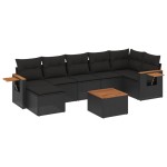 vidaXL Set mobilier de grădină cu perne, 8 piese, negru, poliratan vidaXL Set mobilier de grădină cu perne, 8 piese, negru, poliratan