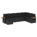 vidaXL Set mobilier de grădină cu perne, 8 piese, negru, poliratan vidaXL Set mobilier de grădină cu perne, 8 piese, negru, poliratan