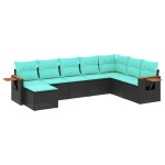 vidaXL Set mobilier de grădină cu perne, 8 piese, negru, poliratan