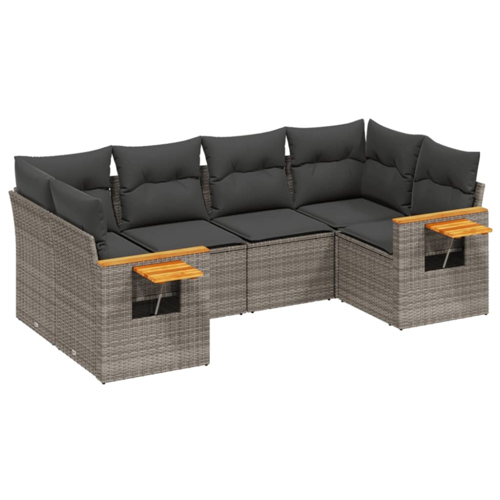 vidaXL Set mobilier grădină cu perne, 6 piese, gri, poliratan