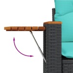 vidaXL Set mobilier de grădină cu perne, 9 piese, negru, poliratan