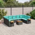 vidaXL Set canapele de grădină cu perne, 10 piese, negru, poliratan vidaXL Set canapele de grădină cu perne, 10 piese, negru, poliratan