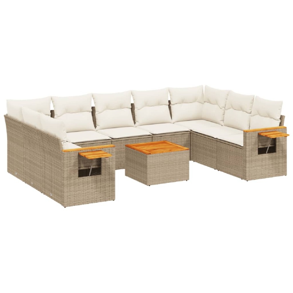 vidaXL Set canapele de grădină cu perne, 10 piese, bej, poliratan
