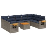 vidaXL Set canapele de grădină cu perne, 10 piese, gri, poliratan