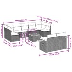 vidaXL Set canapele de grădină cu perne, 10 piese, negru, poliratan