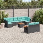 vidaXL Set canapele de grădină cu perne, 10 piese, negru, poliratan vidaXL Set canapele de grădină cu perne, 10 piese, negru, poliratan