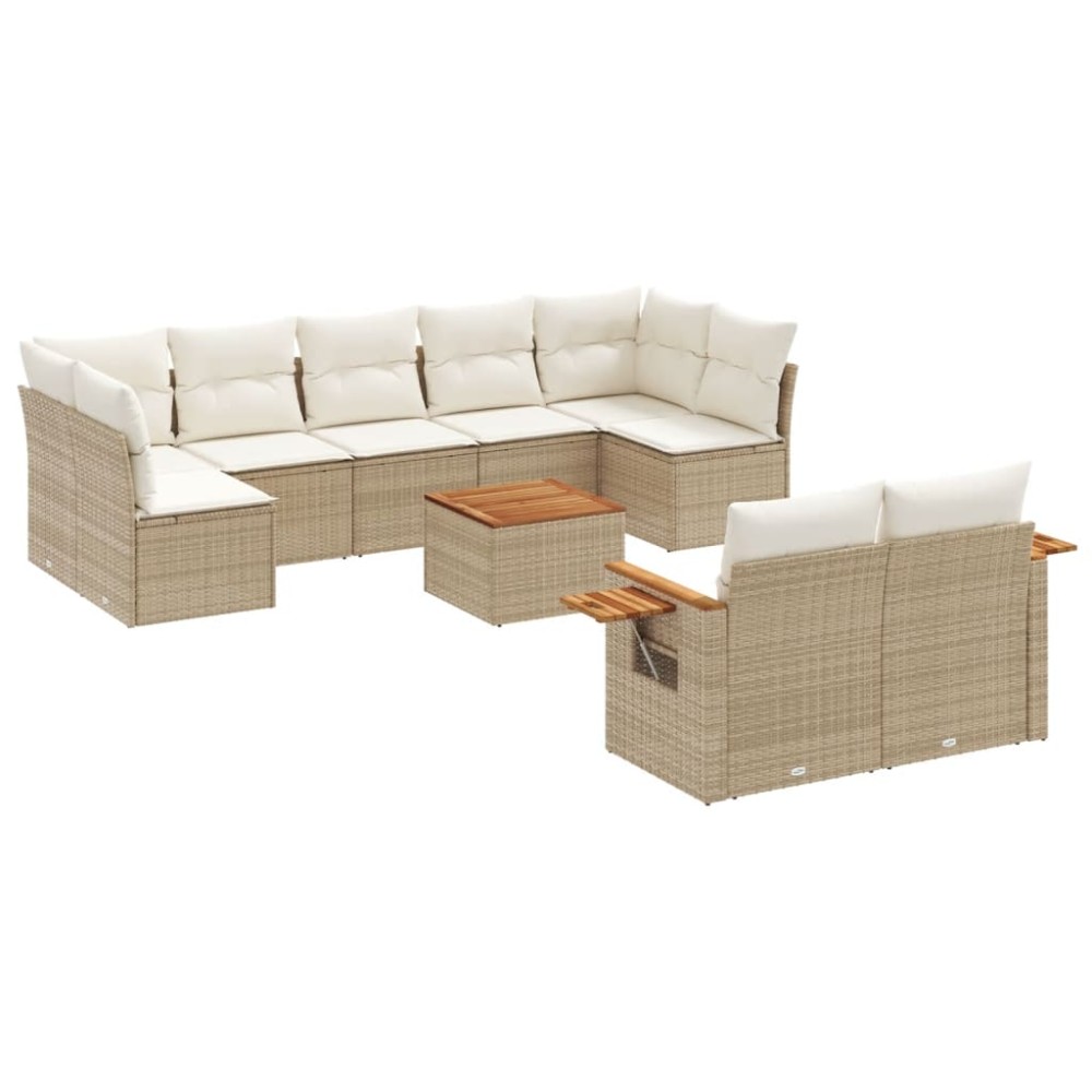 vidaXL Set canapele de grădină cu perne, 10 piese, bej, poliratan