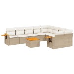 vidaXL Set canapele de grădină cu perne, 10 piese, bej, poliratan