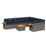 vidaXL Set canapele de grădină cu perne, 10 piese, gri, poliratan