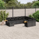 vidaXL Set canapele de grădină cu perne, 10 piese, negru, poliratan