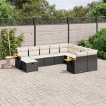 vidaXL Set canapele de grădină cu perne, 10 piese, negru, poliratan vidaXL Set canapele de grădină cu perne, 10 piese, negru, poliratan