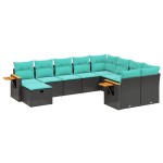 vidaXL Set canapele de grădină cu perne, 10 piese, negru, poliratan vidaXL Set canapele de grădină cu perne, 10 piese, negru, poliratan
