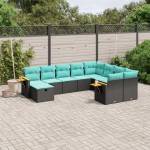 vidaXL Set canapele de grădină cu perne, 10 piese, negru, poliratan vidaXL Set canapele de grădină cu perne, 10 piese, negru, poliratan