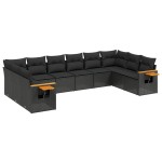 vidaXL Set canapele de grădină cu perne, 10 piese, negru, poliratan vidaXL Set canapele de grădină cu perne, 10 piese, negru, poliratan