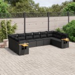 vidaXL Set canapele de grădină cu perne, 10 piese, negru, poliratan vidaXL Set canapele de grădină cu perne, 10 piese, negru, poliratan