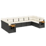 vidaXL Set canapele de grădină cu perne, 10 piese, negru, poliratan vidaXL Set canapele de grădină cu perne, 10 piese, negru, poliratan