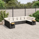 vidaXL Set canapele de grădină cu perne, 10 piese, negru, poliratan vidaXL Set canapele de grădină cu perne, 10 piese, negru, poliratan