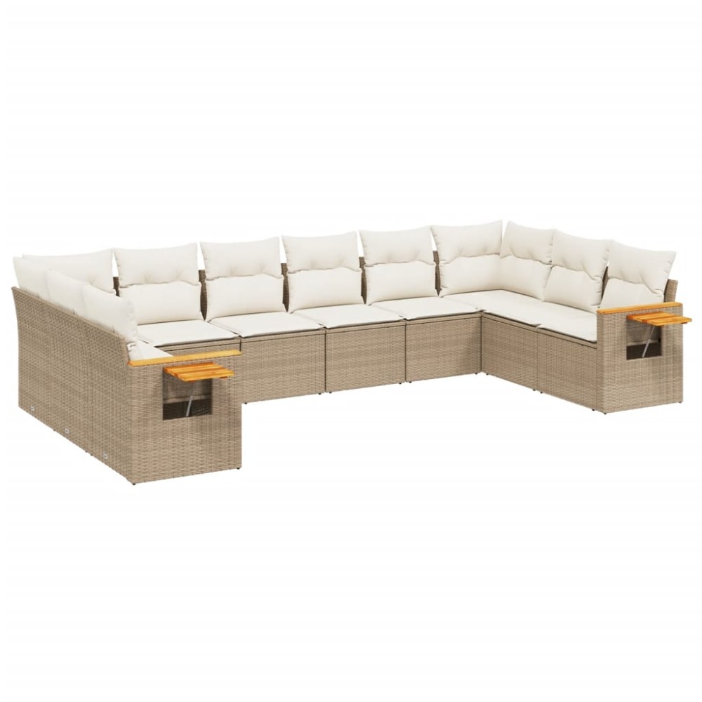 vidaXL Set canapele de grădină cu perne, 10 piese, bej, poliratan