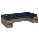 vidaXL Set canapele de grădină cu perne, 10 piese, gri, poliratan