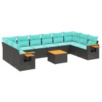 vidaXL Set canapele de grădină cu perne, 11 piese, negru, poliratan vidaXL Set canapele de grădină cu perne, 11 piese, negru, poliratan