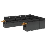 vidaXL Set canapele de grădină cu perne, 10 piese, negru, poliratan vidaXL Set canapele de grădină cu perne, 10 piese, negru, poliratan