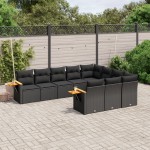 vidaXL Set canapele de grădină cu perne, 10 piese, negru, poliratan vidaXL Set canapele de grădină cu perne, 10 piese, negru, poliratan