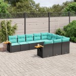 vidaXL Set canapele de grădină cu perne, 10 piese, negru, poliratan vidaXL Set canapele de grădină cu perne, 10 piese, negru, poliratan