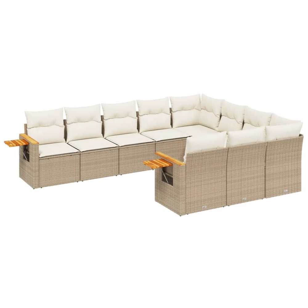 vidaXL Set canapele de grădină cu perne, 10 piese, bej, poliratan